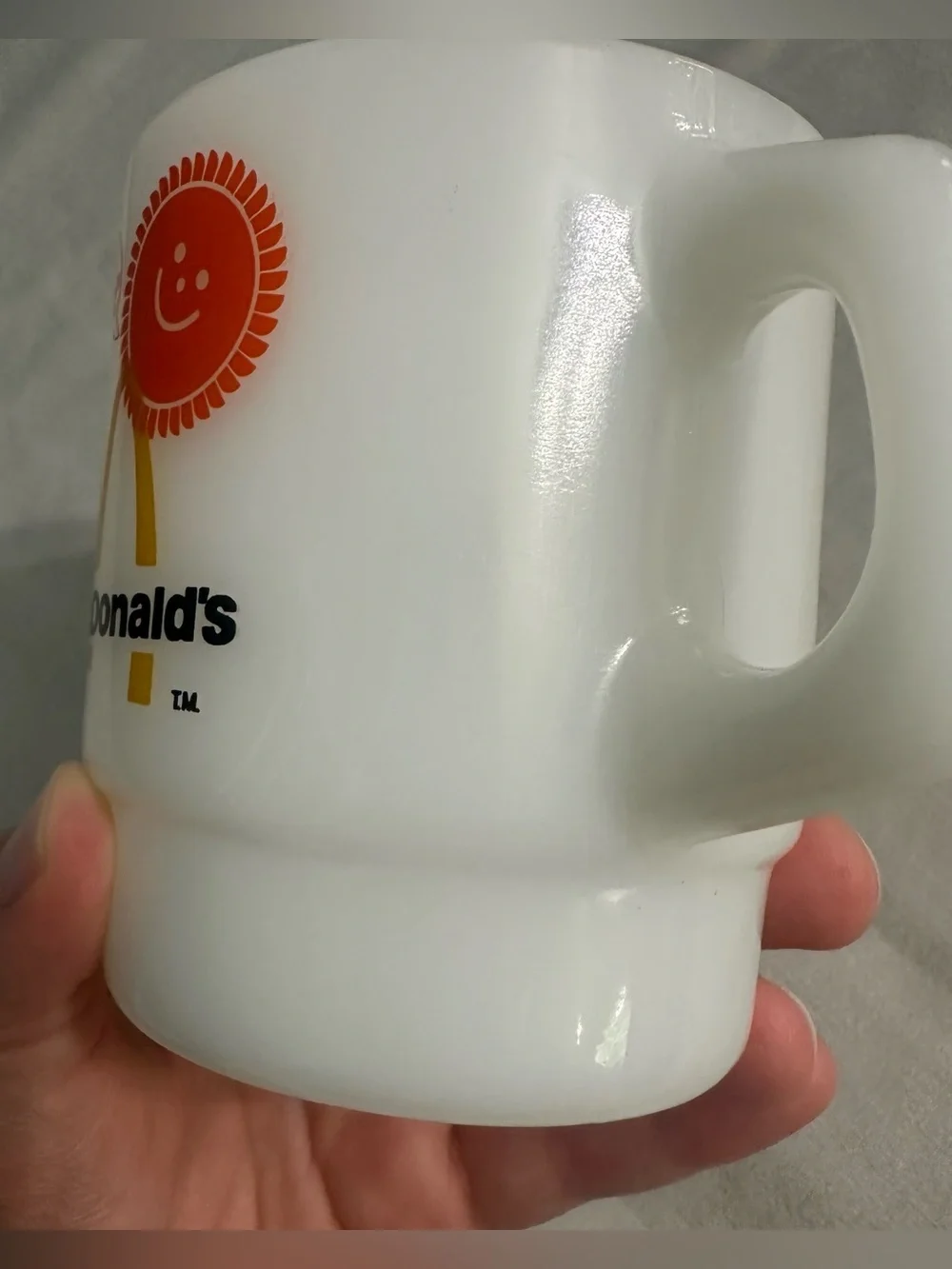 Vintage Fire King McDonald's Good Morning Milk Glass Mug⁠